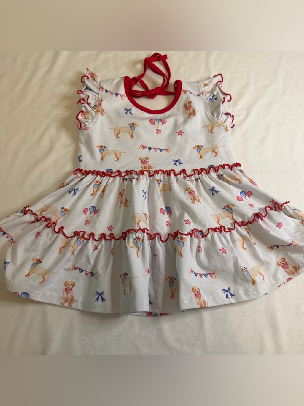 Serendipity By Shrimp & Grits Kids Patriotic Puppy Ruffle Short Set Medium — image 2 of 7